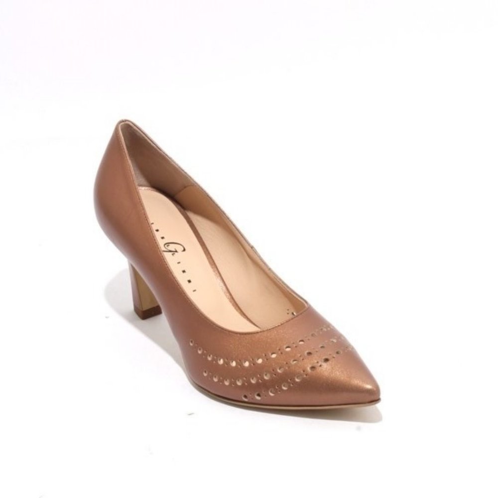 ITALIAN Bronze Leather Pointy Classic Heel Pumps